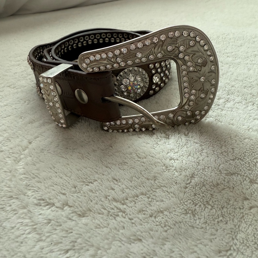 Nocona Studded Western Belt with Silver Buckle